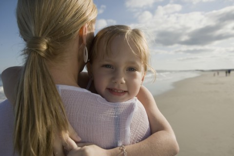 Mother and daughter at the beach