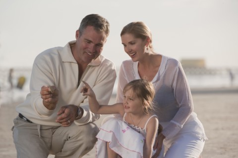 A family at the beach