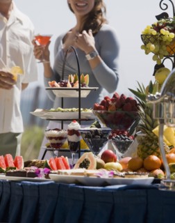 A buffet table at a party
