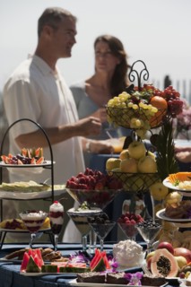 A buffet table at a party