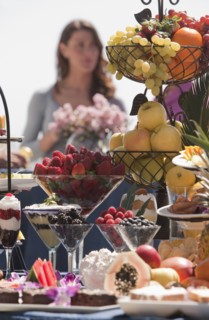 A buffet table at a party