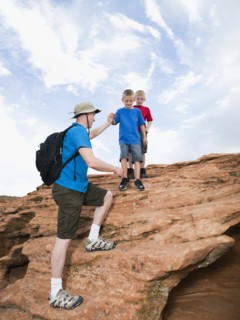 A father and two sons at Red Rock