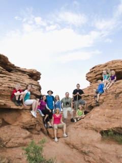 A large family on vacation at Red Rock