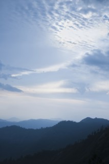Mountain landscape with trees.
