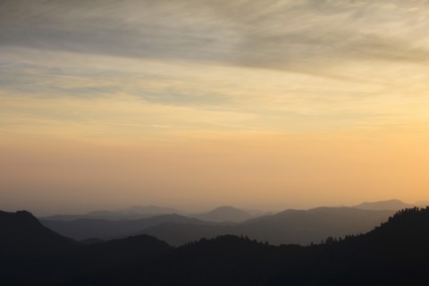 Mountain landscape with trees.