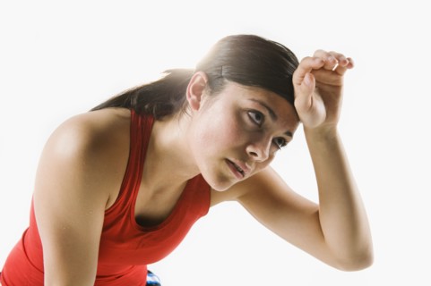 Woman tired from training