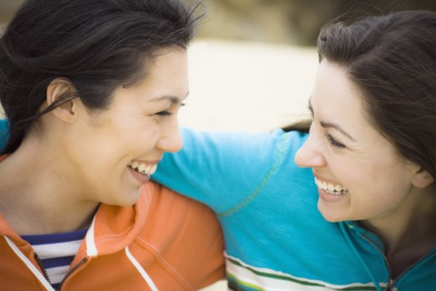 Two girl friends at the beach