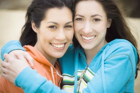 Two girl friends at the beach