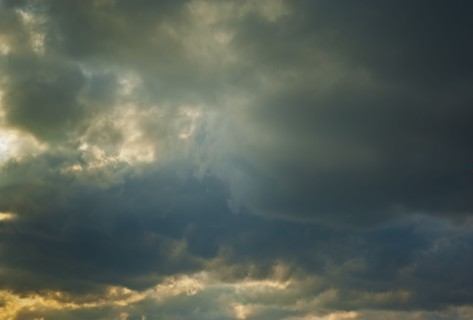 Dark clouds in the sky.