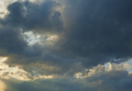 Dark clouds in the sky.