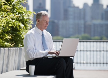 A businessman outdoors.