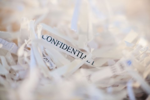 Confidential paperwork shredded.
