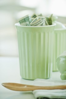 A jar with money in it.