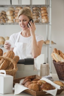 A baker in a bakery.