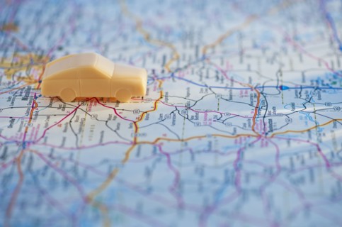 Toy car on a map