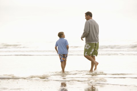 Father and son at the beach