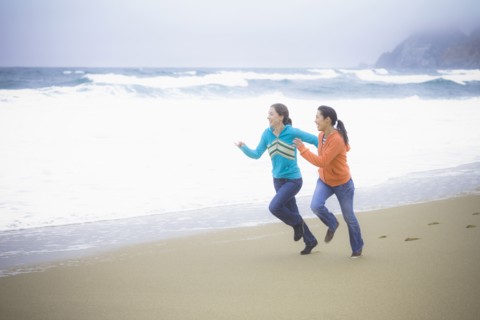 Two girl friends at the beach