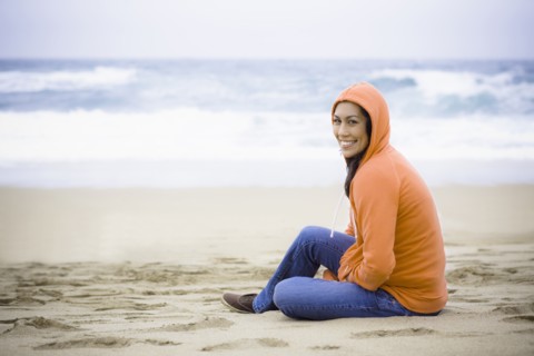 A woman at the beach
