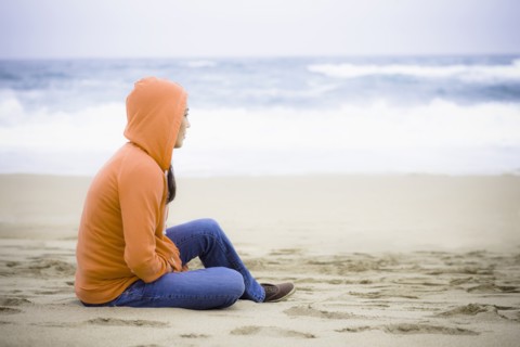 A woman at the beach