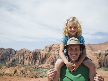 A father and daughter at Red Rock
