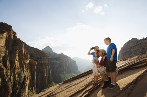 A father and his kids at Red Rock