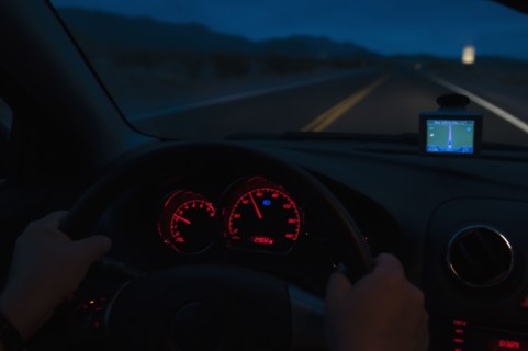 Car going through Death Valley National Park