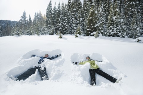 A couple outdoors in the snow