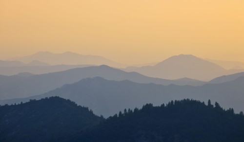 Mountain landscape with trees.