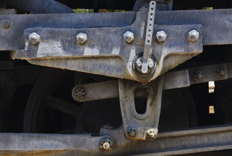 A metal surface on an old train.