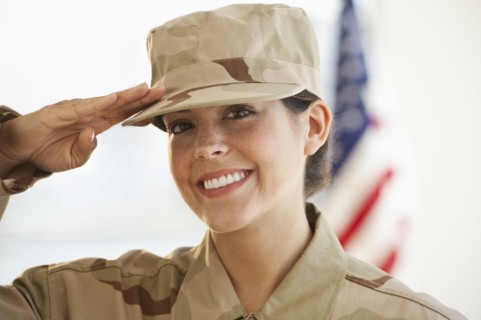 A military officer saluting