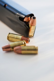 A gun clip with ammunition