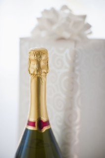 Champagne and a gift.
