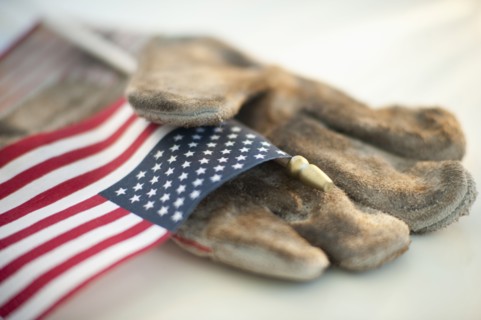 A glove with an American flag.