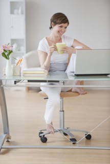 Woman at laptop.