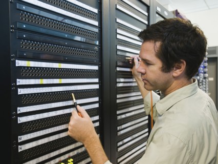 Man working in data center