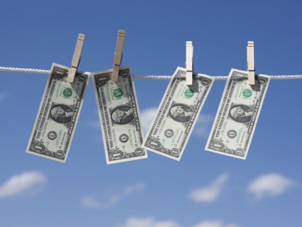 Dollars on clothes line
