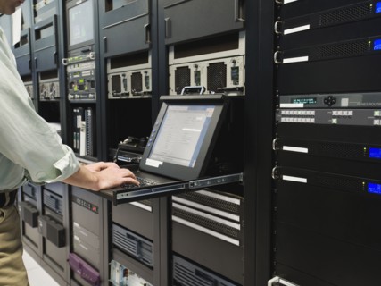 Man working in data center
