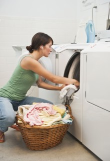 Woman washing clothes.