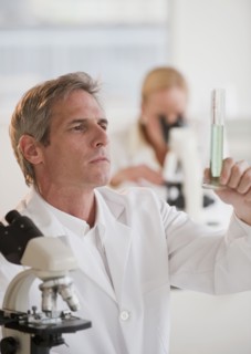 Researchers working in lab.