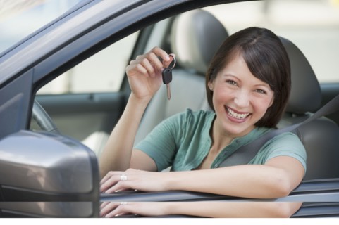Woman car shopping.