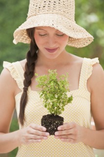 Woman gardening.