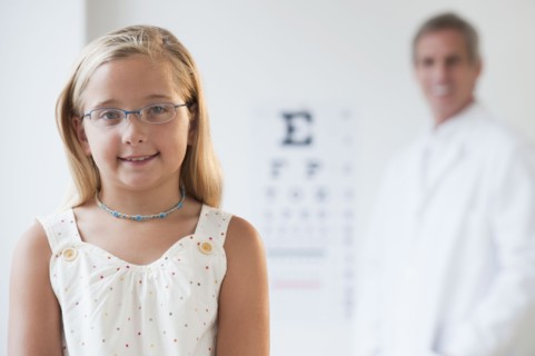 Child at eye doctor.