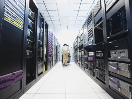 Man working in data center