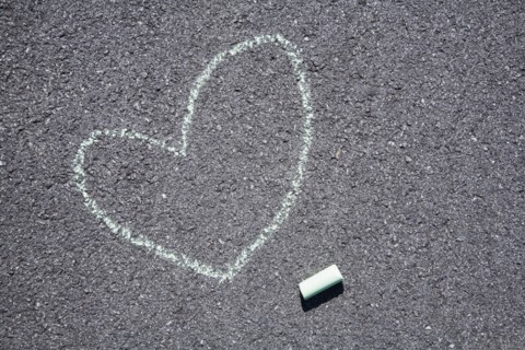 Heart on pavement
