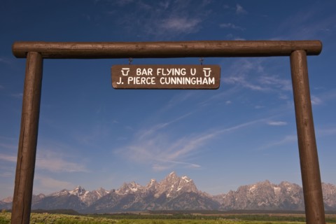 Scenic view of mountains under gateway