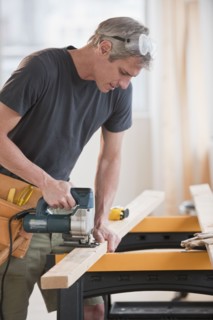 Male carpenter working.