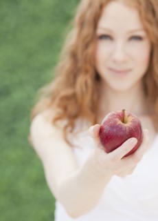 Woman with apple