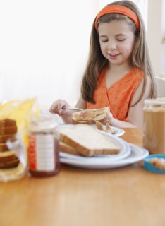 Child making lunch