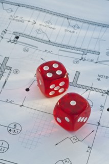 Dice on blueprint.