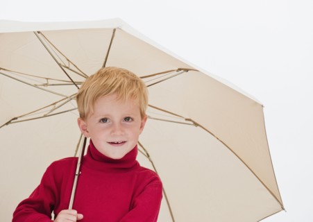 Child with umbrella.